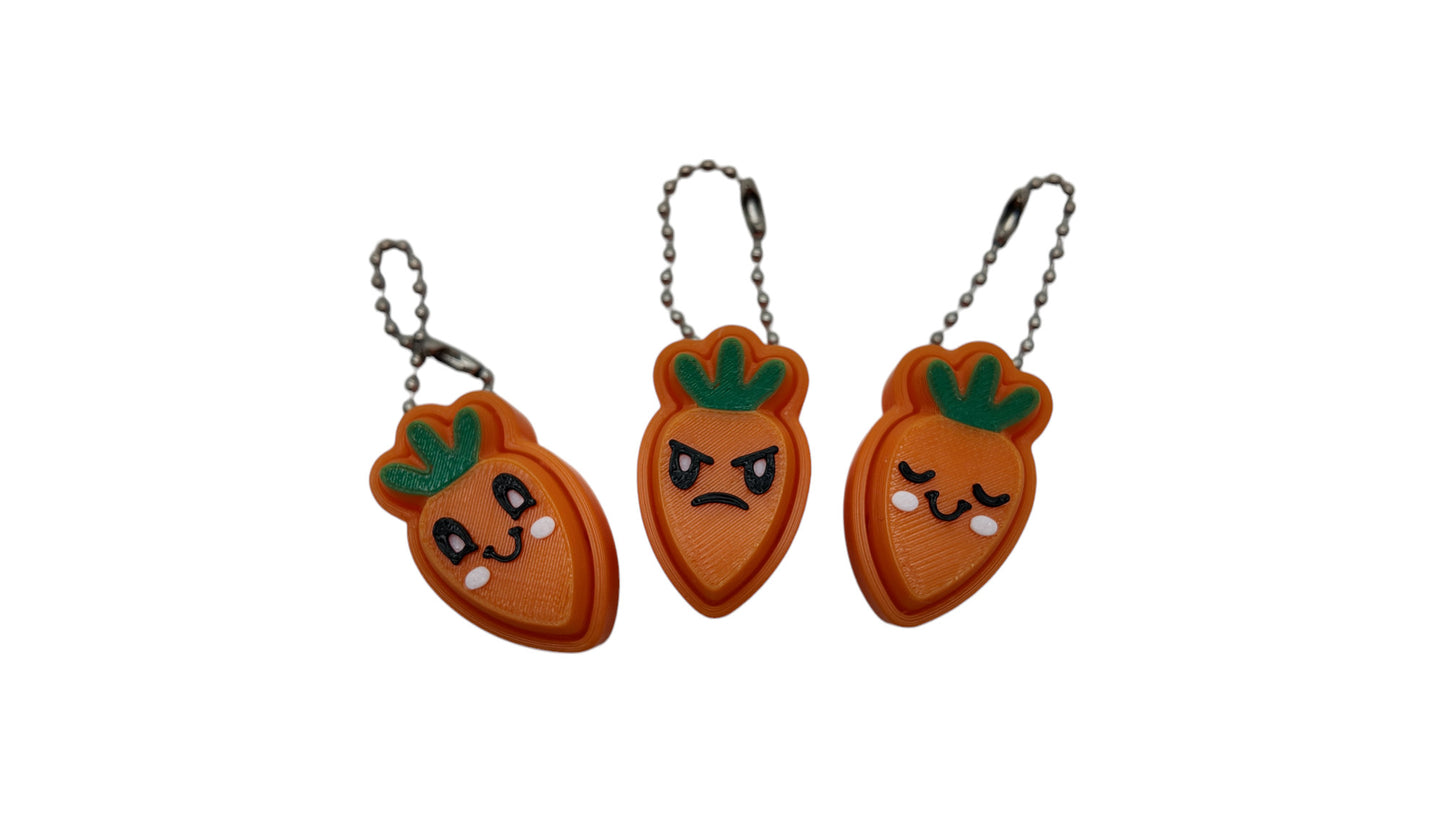Carrot Clickers Bag Charms with Kawaii Faces