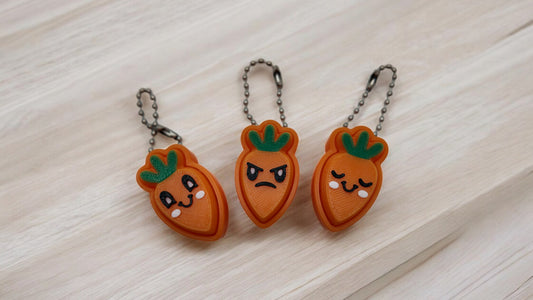 Carrot Clickers Bag Charms with Kawaii Faces